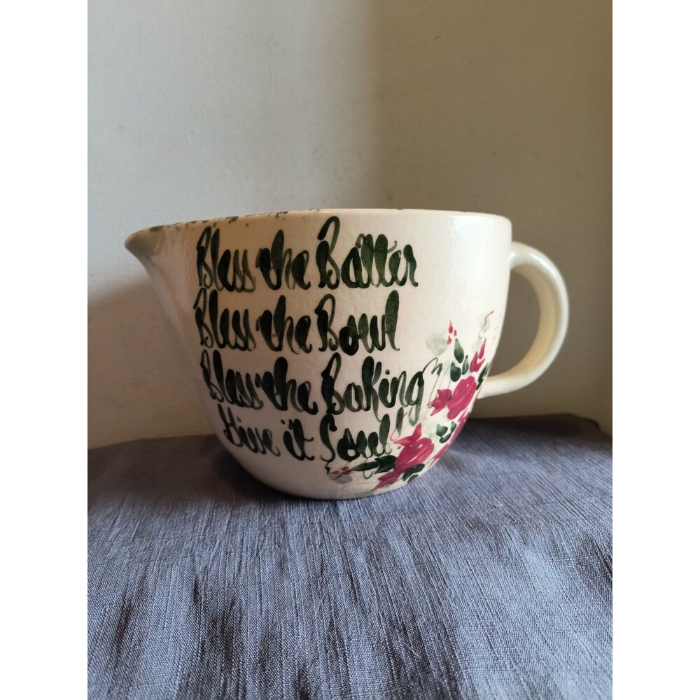 Vintage Marshall (Texas) Pottery Large Green Spongeware Mixing Batter Bowl